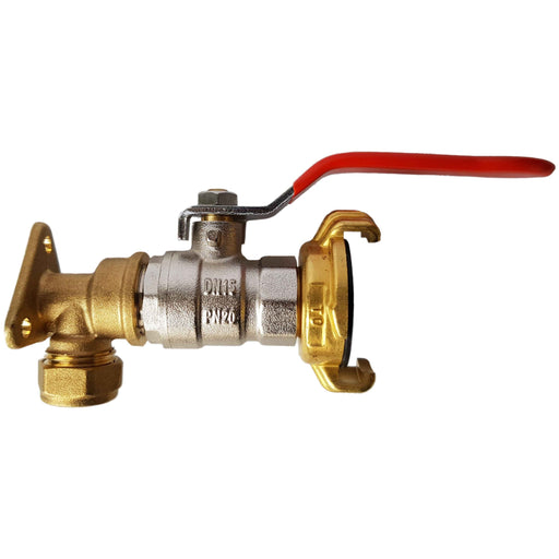15mm Brass Wall Flange Kit with Lever Valve + Geka - Home & Garden > Lawn & Garden Garden watering