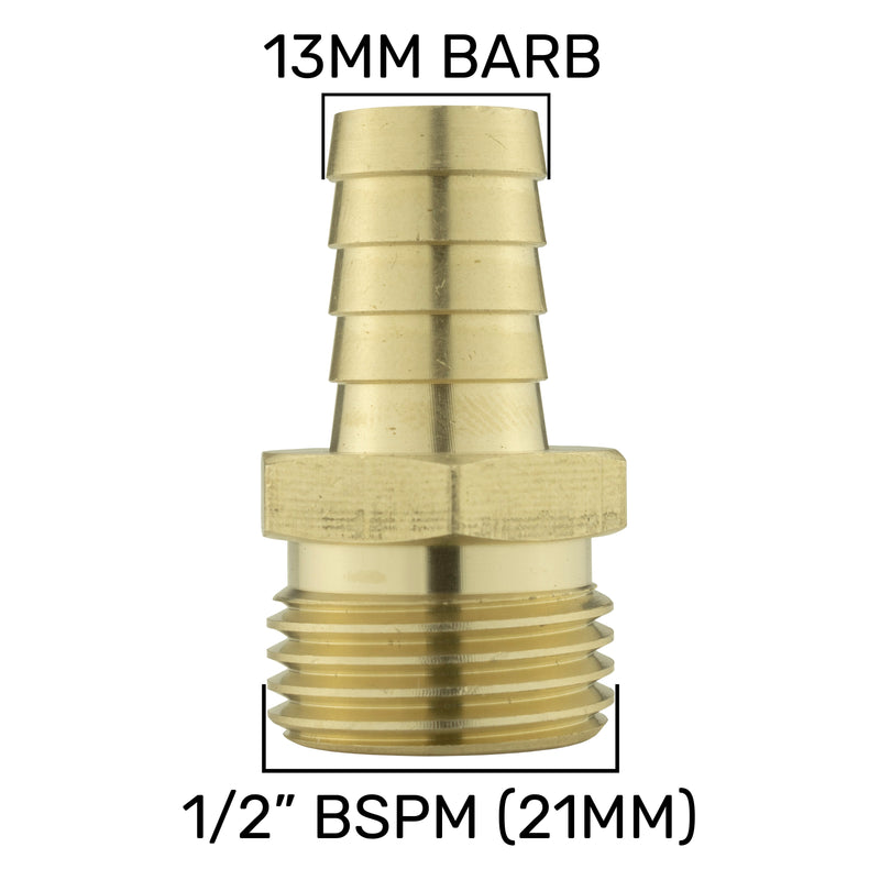 Brass Straight Joiner 13mm - 1/2" BSPM - Hardware > Plumbing > Plumbing Fittings & Supports > Pipe Connectors Tech Hose & Fittings