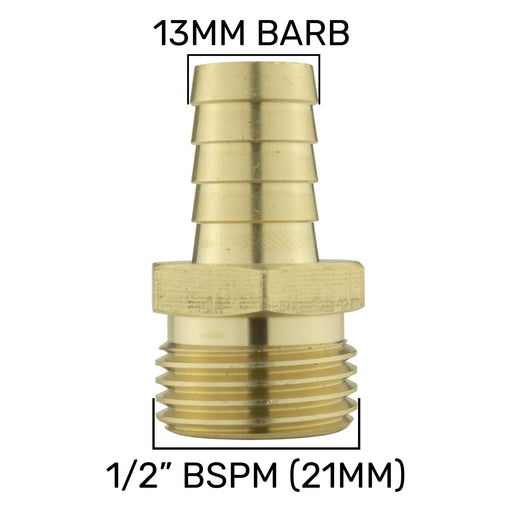 Brass Straight Joiner 13mm - 1/2" BSPM - Hardware > Plumbing > Plumbing Fittings & Supports > Pipe Connectors Tech Hose & Fittings