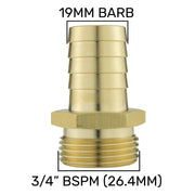 In-Line BSPF Valve with 2 x 19mm Brass Barb Connectors - Home & Garden > Lawn & Garden > Watering & Irrigation > Garden Hose Fittings & Valves > Garden Hose Fittings Garden watering
