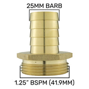 Brass Straight Joiner 25mm - 1.25" BSPM - Hardware > Plumbing > Plumbing Fittings & Supports > Pipe Connectors Tech Hose & Fittings