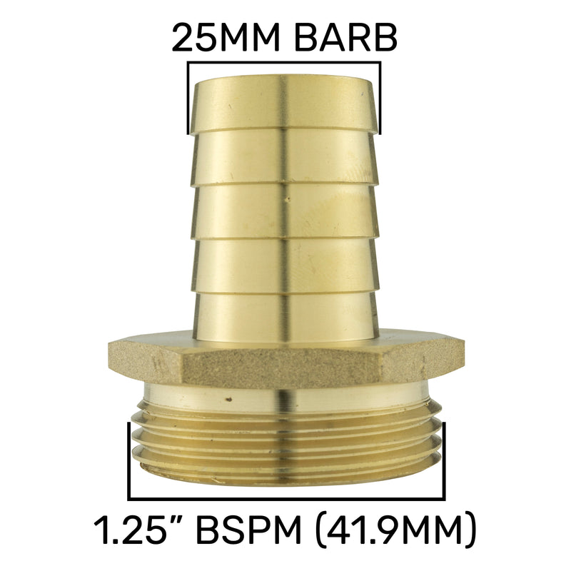 Brass Straight Joiner 25mm - 1.25" BSPM - Hardware > Plumbing > Plumbing Fittings & Supports > Pipe Connectors Tech Hose & Fittings