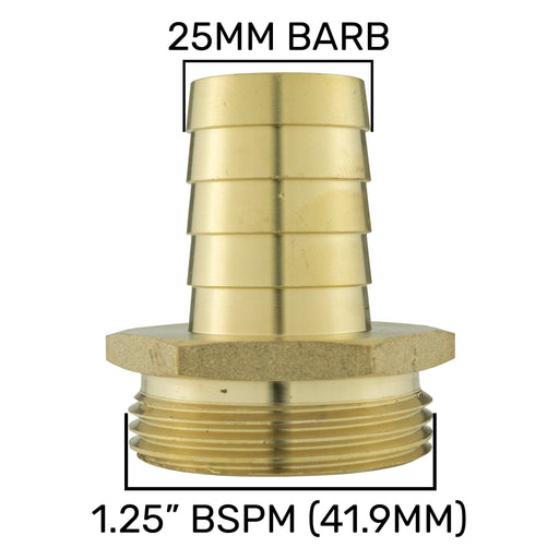 Brass Straight Joiner 25mm - 1.25" BSPM - Hardware > Plumbing > Plumbing Fittings & Supports > Pipe Connectors Tech Hose & Fittings