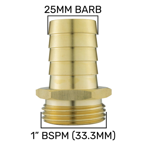 Brass Straight Joiner 25mm - 1" BSPM - Hardware > Plumbing > Plumbing Fittings & Supports > Pipe Connectors Tech Hose & Fittings