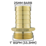 Water Butt Kit 1” BSP with Lever Valve and 25mm Brass Barb - Garden watering