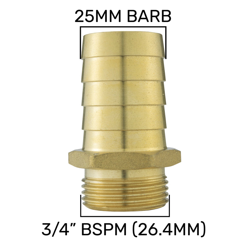 In-Line BSPF Valve with 2 x 25mm Brass Barb Connectors - Home & Garden > Lawn & Garden > Watering & Irrigation > Garden Hose Fittings & Valves > Garden Hose Fittings Garden watering