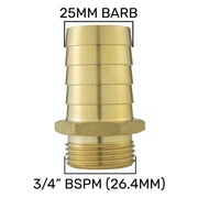 25mm Brass Barb with BSPF-Quick Connect Valve & Hose Connector Zinc - Home & Garden > Lawn & Garden Garden watering