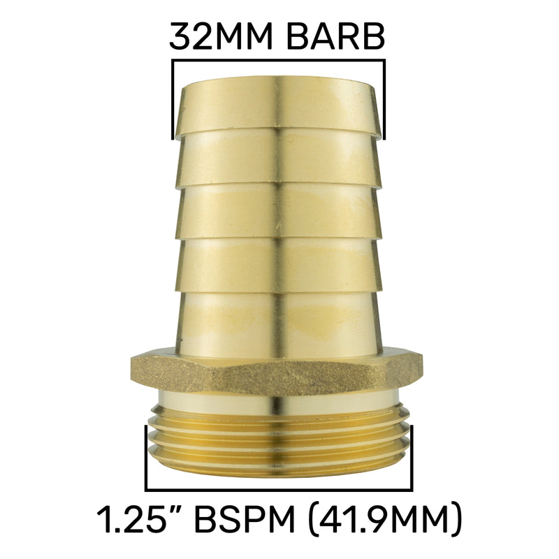 Brass Straight Joiner 32mm - 1.25" BSPM - Hardware > Plumbing > Plumbing Fittings & Supports > Pipe Connectors Tech Hose & Fittings