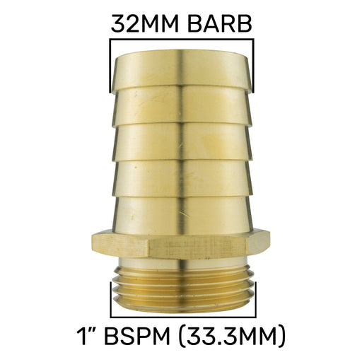 Brass Straight Joiner 32mm - 1" BSPM - Hardware > Plumbing > Plumbing Fittings & Supports > Pipe Connectors Tech Hose & Fittings