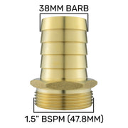 Brass Straight Joiner 38mm - 1.5" BSPM - Hardware > Plumbing > Plumbing Fittings & Supports > Pipe Connectors Tech Hose & Fittings