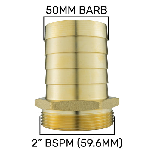 Brass Straight Joiner 50mm - 2" BSPM - Hardware > Plumbing > Plumbing Fittings & Supports > Pipe Connectors Tech Hose & Fittings