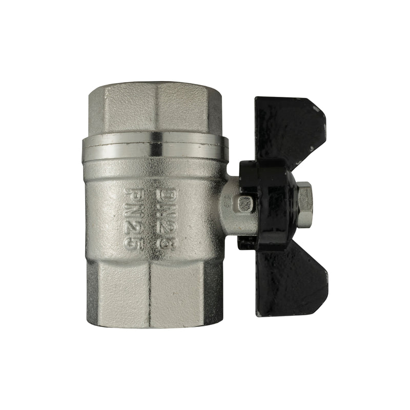 Brass Nickel-Plated Butterfly Valve 1" BSPF - Home & Garden > Lawn & Garden Tech Hose & Fittings