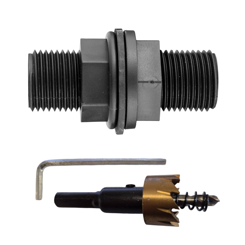 Tank Connector with Washer 1/2" BSPM and Drill Bit - Home & Garden > Lawn & Garden Tech Hose & Fittings