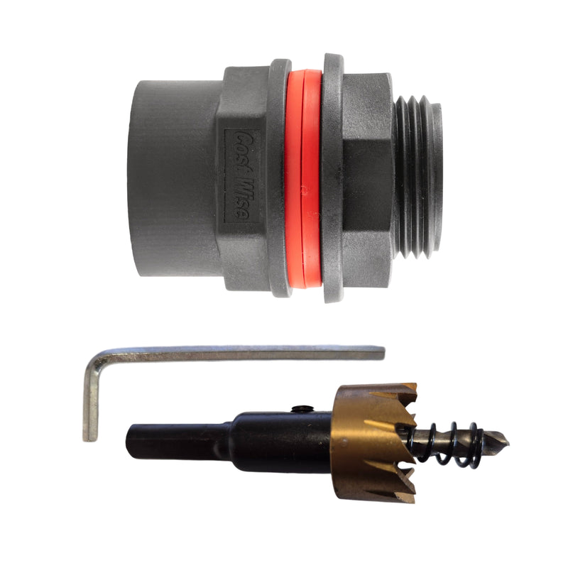Water Butt 1" BSP Male With Female Outlet and Drill Bit - Home & Garden > Lawn & Garden Tech Hose & Fittings