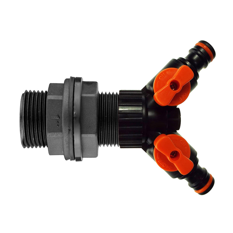Water Butt 1” with Two Way Valved Splitter - Garden watering