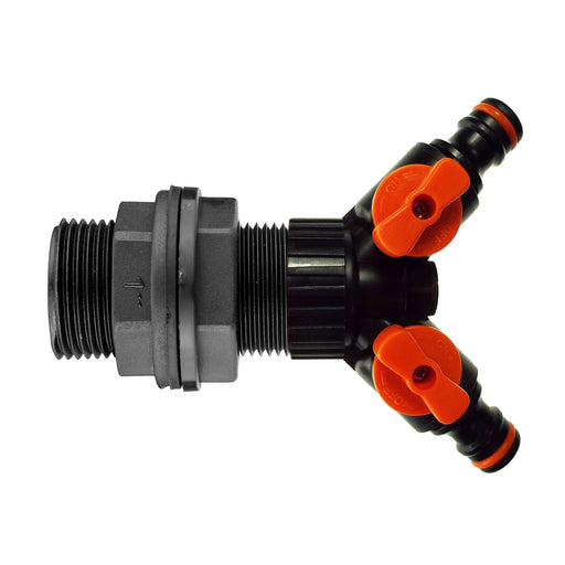 Water Butt 1” with Two Way Valved Splitter - Garden watering