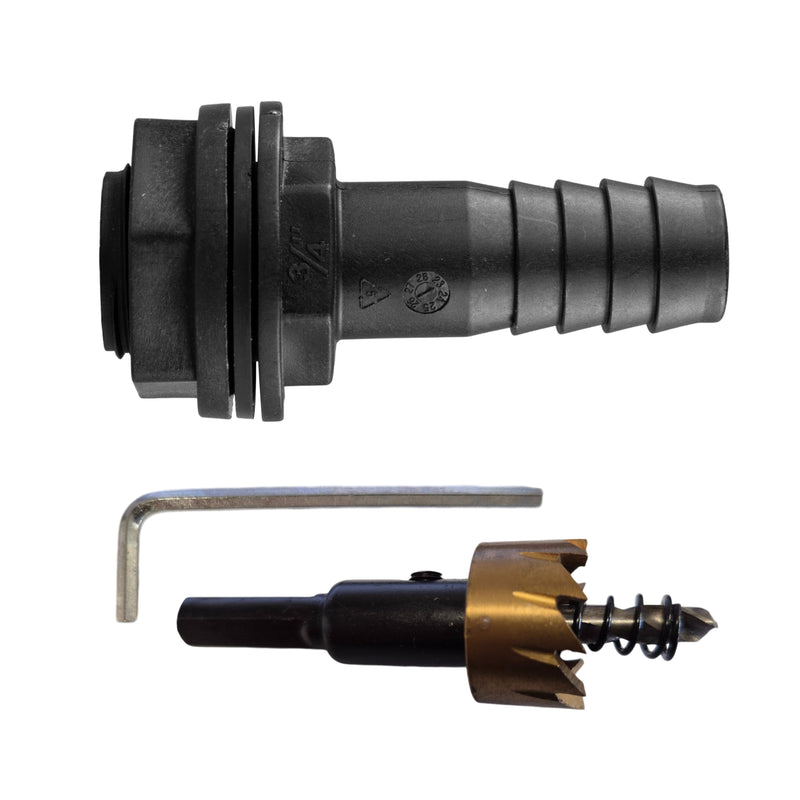 Tank Connector with Washer & Nut 3/4"BSPM - 3/4" Barb and Drill Bit - Home & Garden > Lawn & Garden Tech Hose & Fittings