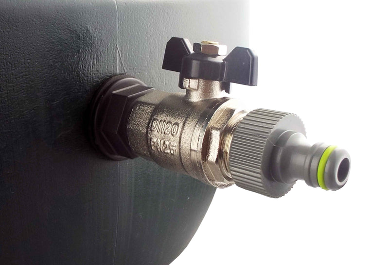 Water Butt Kit 3/4” BSP with Metal Bib Valve and Quick Connect Outlet - Garden watering