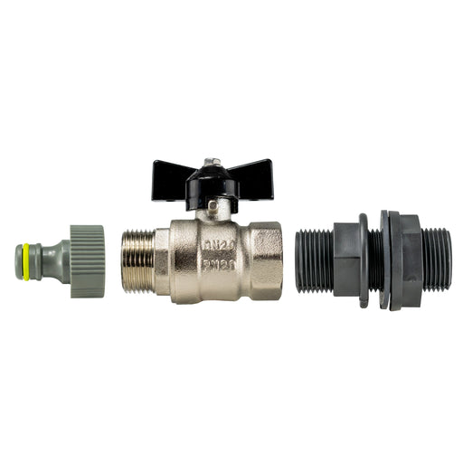 Water Butt Kit 3/4” BSP with Metal Bib Valve and Quick Connect Outlet - Garden watering