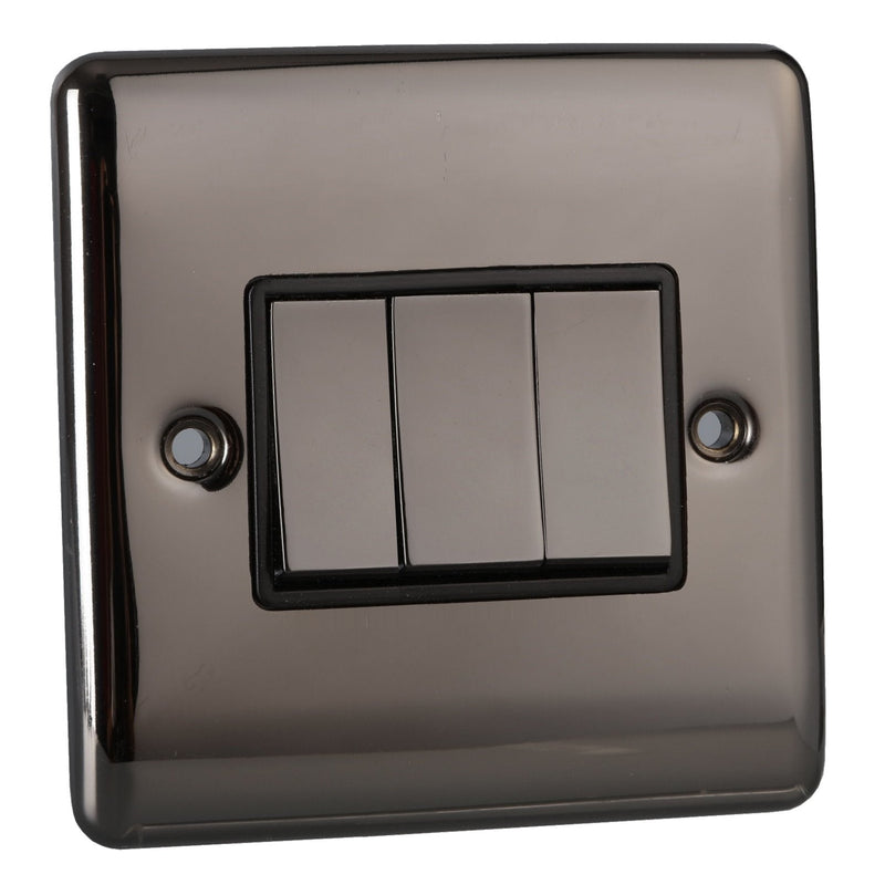 Caradok 3 Gang 2 Way Light Switch - Black Nickel - Caradok - The Curve - Black Nickel