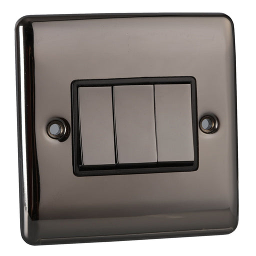 Caradok 3 Gang 2 Way Light Switch - Black Nickel - Caradok - The Curve - Black Nickel