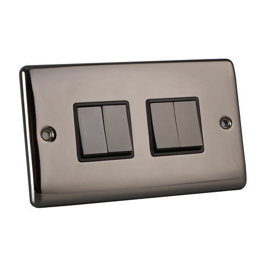 Caradok 4 Gang 2 Way Light Switch - Black Nickel - Caradok - The Curve - Black Nickel