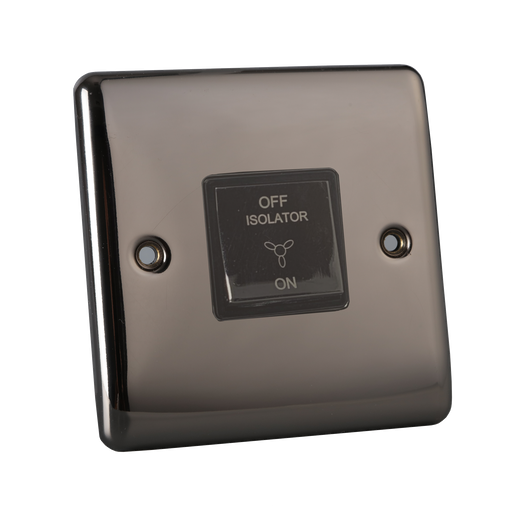 Caradok 1 Gang 3-pole Fan Isolator Switch - Black Nickel, Metal Switch - Caradok - The Curve - Black Nickel