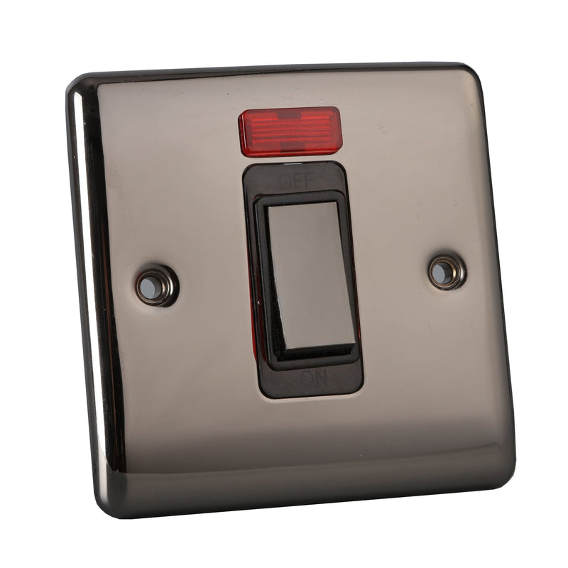 Caradok 1 Gang Cooker Control Unit Switched with Power Indicator - Black Nickel - Caradok - The Curve - Black Nickel