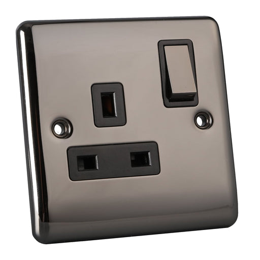 Caradok 1 Gang Double Pole Switched Socket - Black Nickel - Caradok - The Curve - Black Nickel