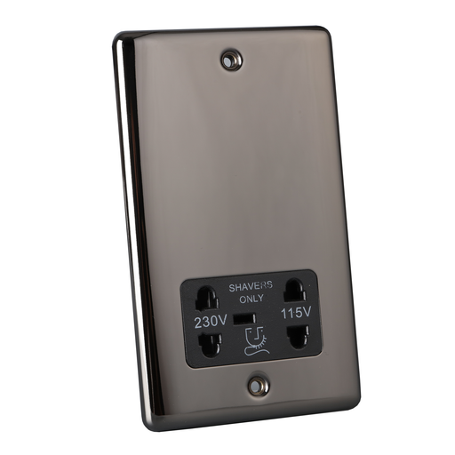 Caradok Shaver socket 115v/230 dual voltage Black Nickel, Black Insert - Caradok - The Curve - Black Nickel