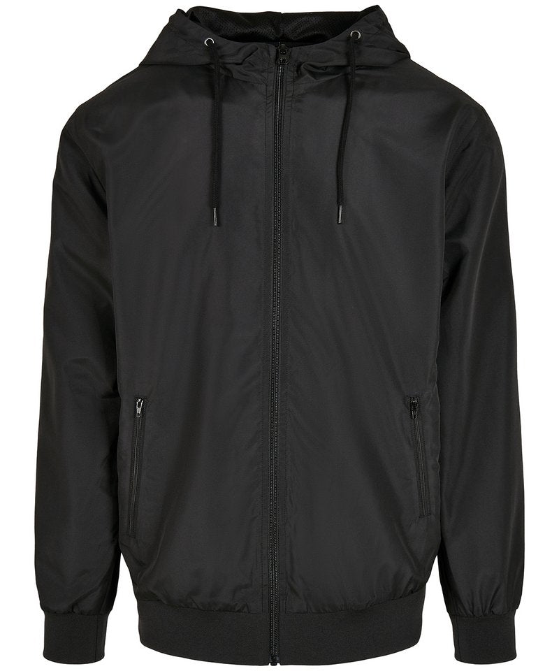 Recycled Mens Black Work Windrunner Zip Up Jacket Hoodie Sizes S to 5XL - Sustainable Workwear Range