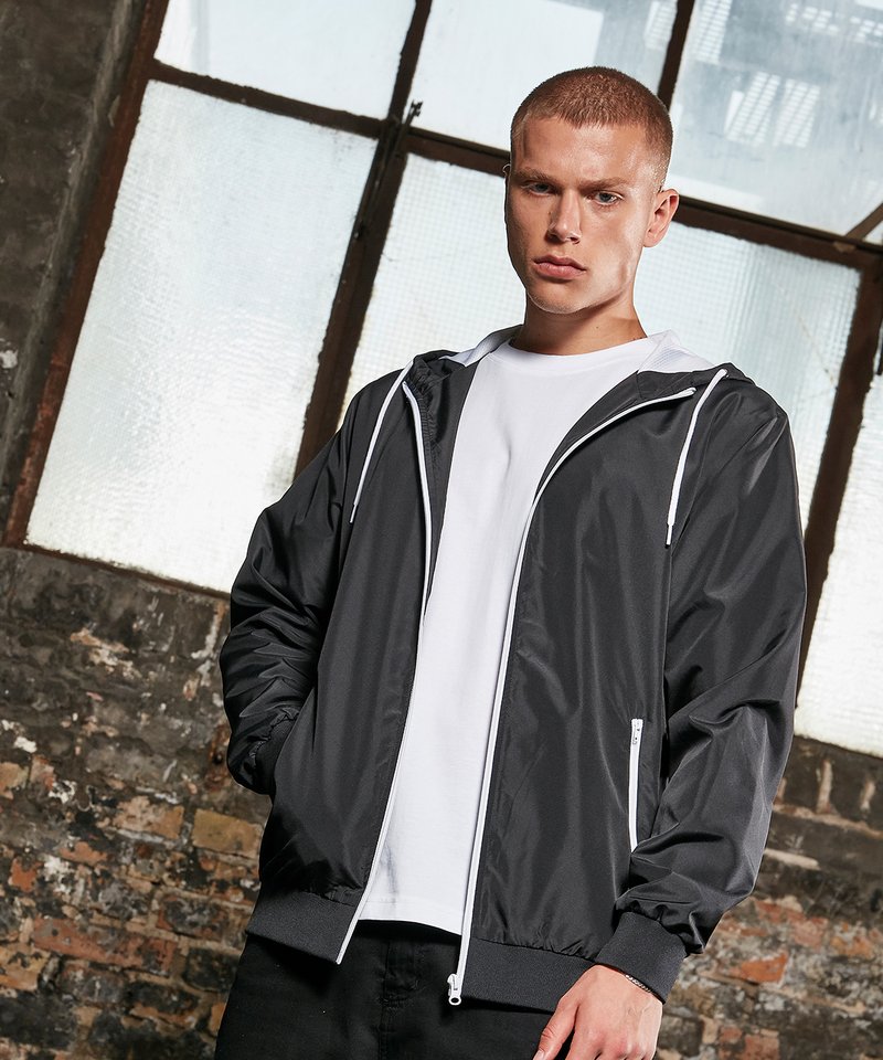 Recycled Mens Black Work Windrunner Zip Up Jacket Hoodie Sizes S to 5XL - Sustainable Workwear Range