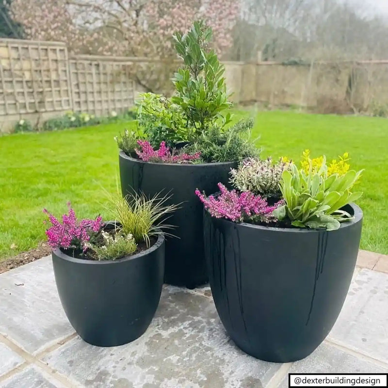 IDEALIST Lite 50cm Large Garden Planter for Trees | Washed Light Concrete Egg Round Planter | Contemporary Outdoor Plant Pot D50 H50 cm, 98L - Home & Garden > Lawn & Garden > Gardening > Pots & Planters > Planters