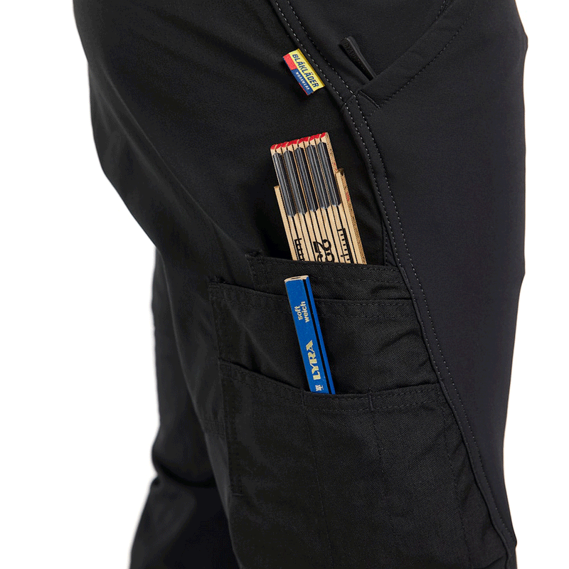 Blaklader 1422 4-Way Stretch Service Work Trousers Black/Dark Grey, 37" Waist Short Leg - Apparel & Accessories > Clothing > Pants > Cargo Pants SALE TROUSERS