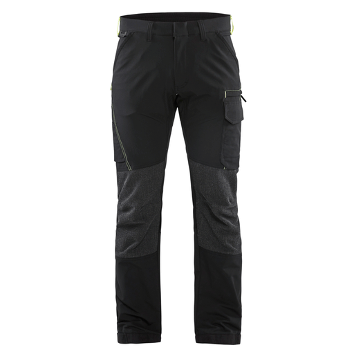 Blaklader 1422 4-Way Stretch Service Work Trousers Black / Hi-Vis Yellow - BASIC & REAPER TROUSERS