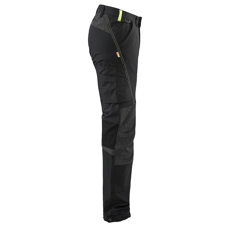 Blaklader 1422 4-Way Stretch Service Work Trousers Black / Hi-Vis Yellow - BASIC & REAPER TROUSERS