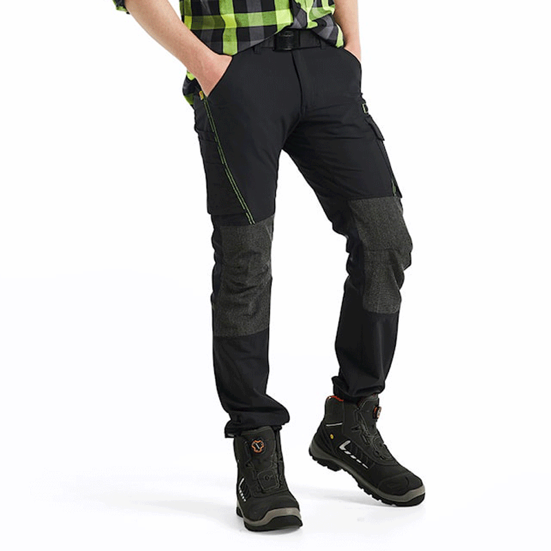Blaklader 1422 4-Way Stretch Service Work Trousers Black / Hi-Vis Yellow - BASIC & REAPER TROUSERS