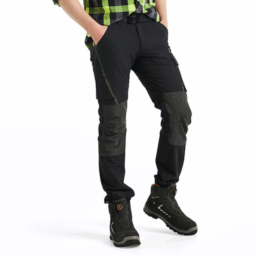 Blaklader 1422 4-Way Stretch Service Work Trousers Black / Hi-Vis Yellow - BASIC & REAPER TROUSERS