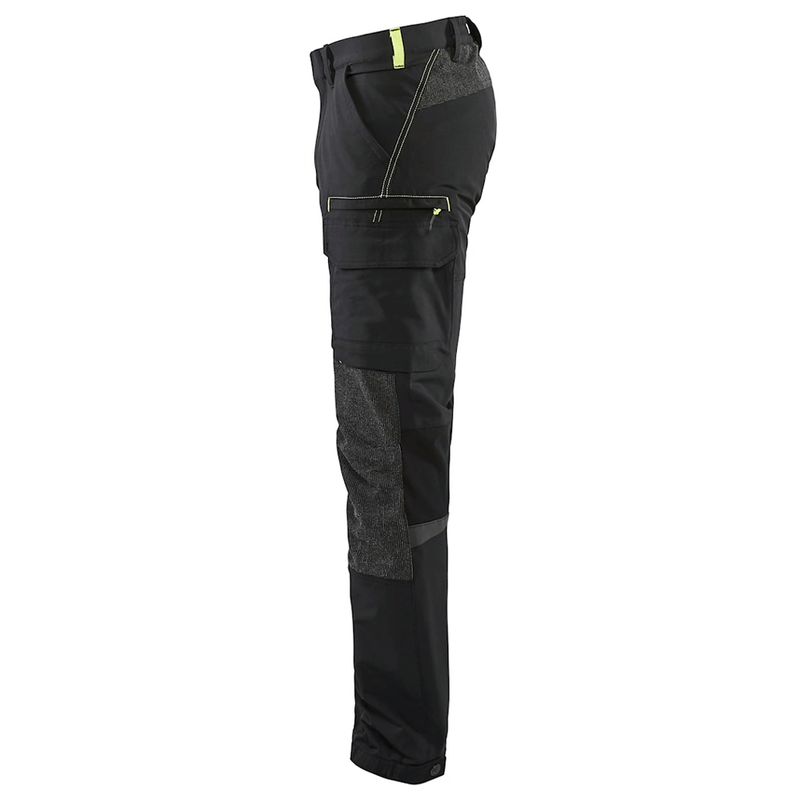 Blaklader 1422 4-Way Stretch Service Work Trousers Black / Hi-Vis Yellow - BASIC & REAPER TROUSERS