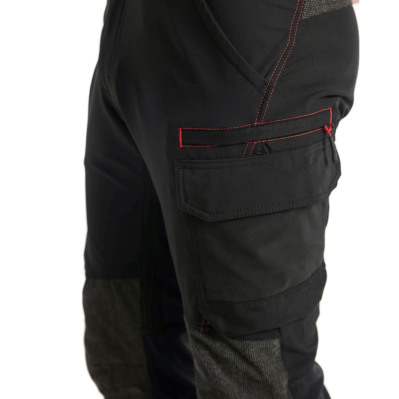 Blaklader 1422 4-Way Stretch Service Work Trousers Black / Red - BASIC & REAPER TROUSERS