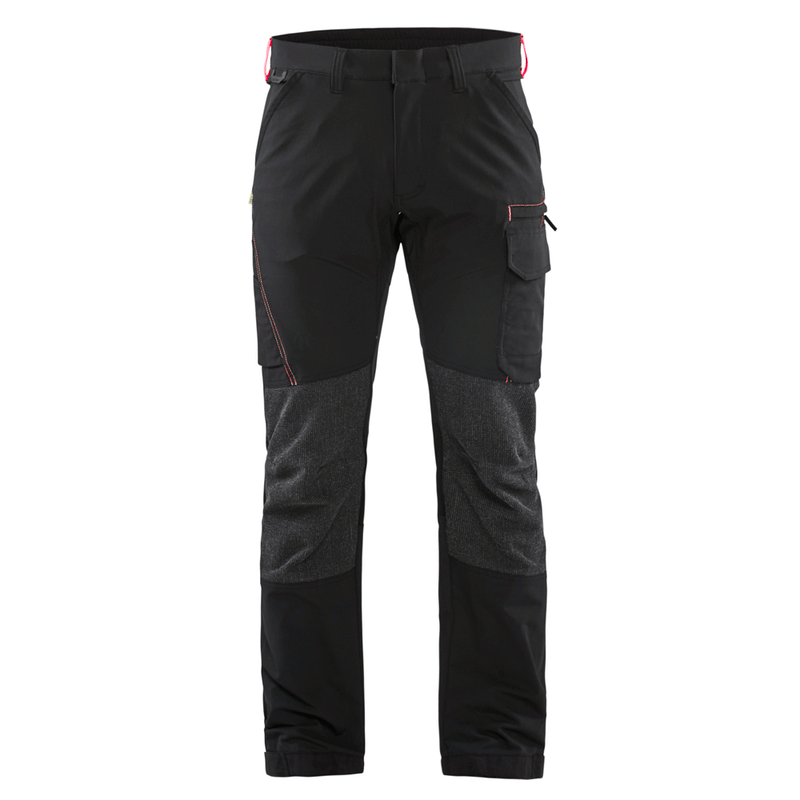 Blaklader 1422 4-Way Stretch Service Work Trousers Black / Red - BASIC & REAPER TROUSERS