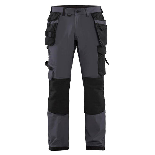 Blaklader 1522 Craftsmen 4-Way Stretch Trousers with Holster Pockets Mid Grey / Black - KNEE PAD TROUSERS