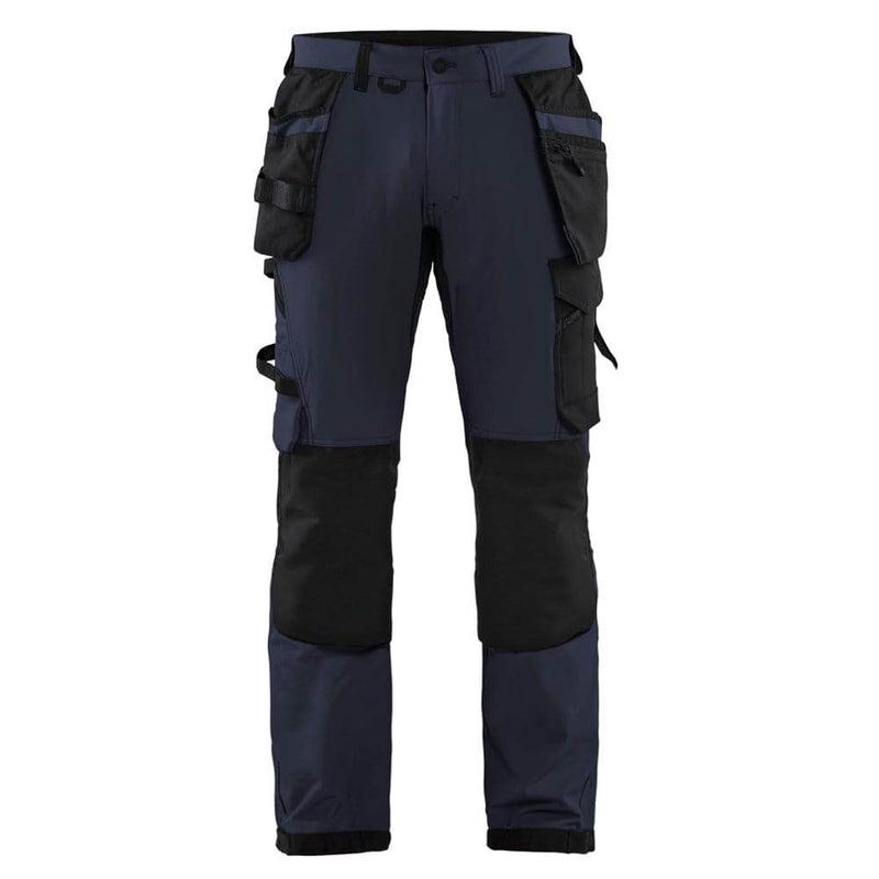 Blaklader 1522 Craftsmen 4-Way Stretch Trousers with Holster Pockets Navy / Black - KNEE PAD TROUSERS