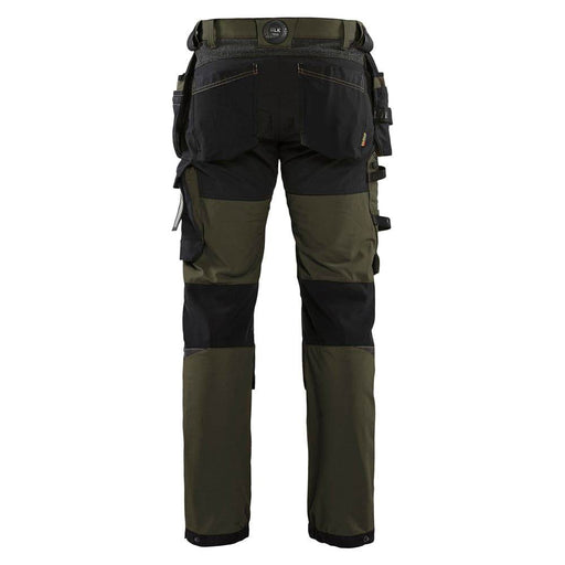 Blaklader 1522 Craftsmen 4-Way Stretch Trousers with Holster Pockets Olive Green - KNEE PAD TROUSERS