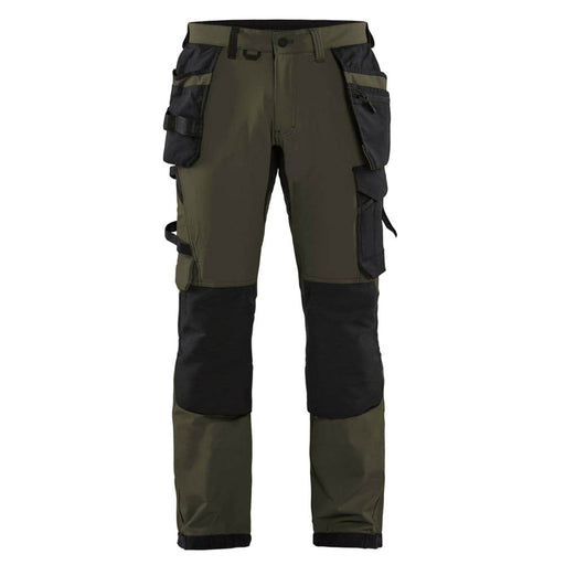 Blaklader 1522 Craftsmen 4-Way Stretch Trousers with Holster Pockets Olive Green - KNEE PAD TROUSERS