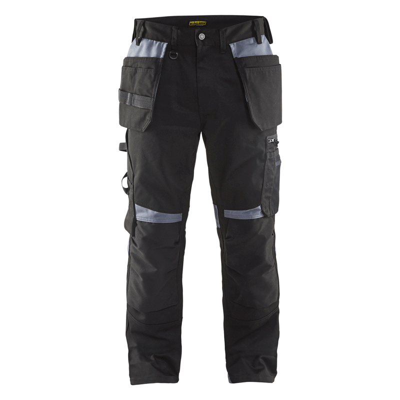 Blaklader 1555 Holster Pocket Craftsmen Work Trousers Black / Grey - KNEE PAD TROUSERS