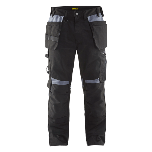 Blaklader 1555 Holster Pocket Craftsmen Work Trousers Black / Grey - KNEE PAD TROUSERS