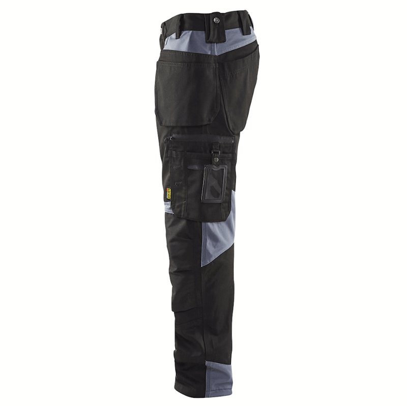 Blaklader 1555 Holster Pocket Craftsmen Work Trousers Black / Grey - KNEE PAD TROUSERS