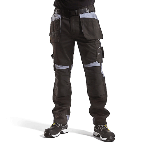 Blaklader 1555 Holster Pocket Craftsmen Work Trousers Black / Grey - KNEE PAD TROUSERS