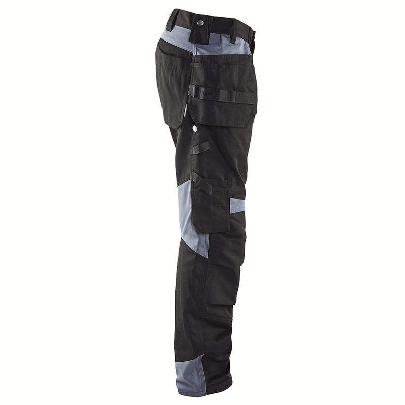 Blaklader 1555 Holster Pocket Craftsmen Work Trousers Black / Grey - KNEE PAD TROUSERS